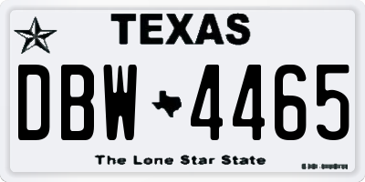 TX license plate DBW4465