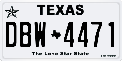 TX license plate DBW4471