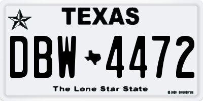 TX license plate DBW4472