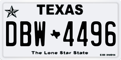 TX license plate DBW4496
