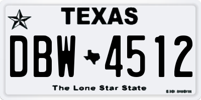 TX license plate DBW4512