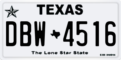 TX license plate DBW4516