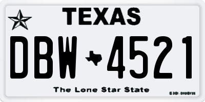 TX license plate DBW4521