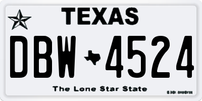 TX license plate DBW4524