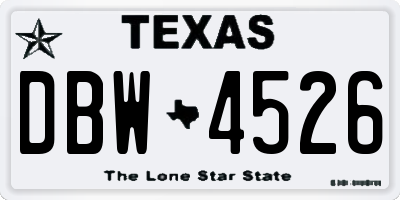 TX license plate DBW4526