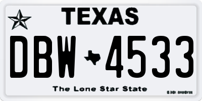 TX license plate DBW4533
