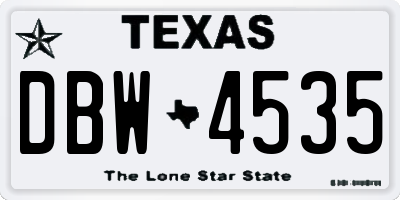 TX license plate DBW4535