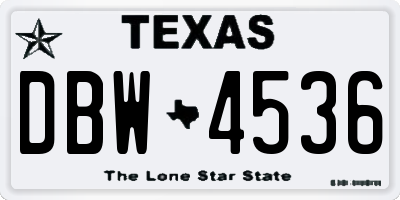 TX license plate DBW4536