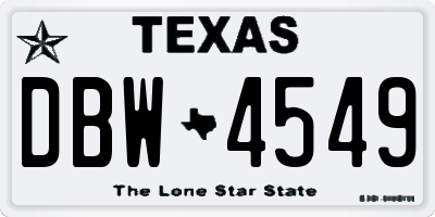 TX license plate DBW4549