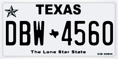 TX license plate DBW4560
