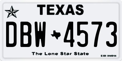 TX license plate DBW4573