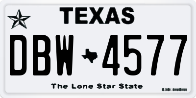 TX license plate DBW4577