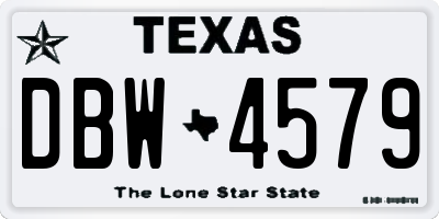 TX license plate DBW4579