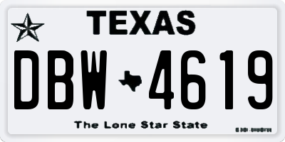 TX license plate DBW4619