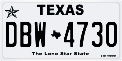 TX license plate DBW4730