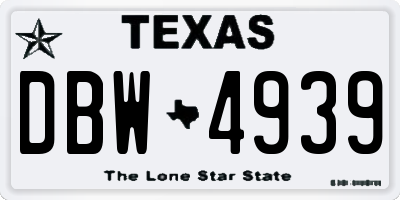 TX license plate DBW4939