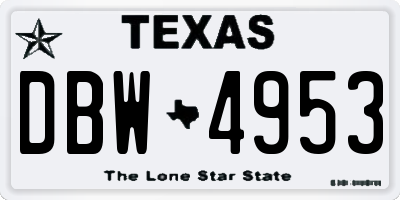 TX license plate DBW4953