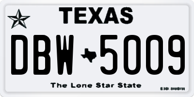 TX license plate DBW5009