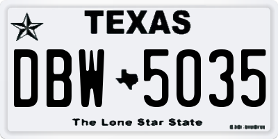 TX license plate DBW5035