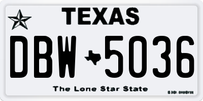 TX license plate DBW5036