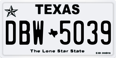 TX license plate DBW5039