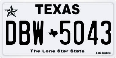 TX license plate DBW5043