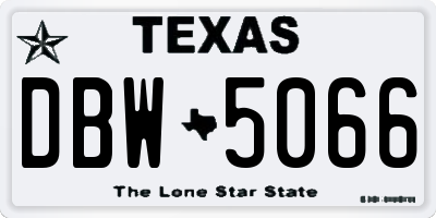 TX license plate DBW5066