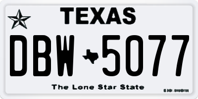 TX license plate DBW5077