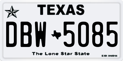 TX license plate DBW5085
