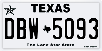 TX license plate DBW5093