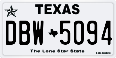 TX license plate DBW5094