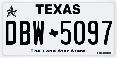 TX license plate DBW5097