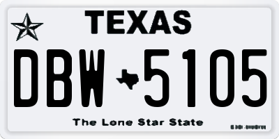 TX license plate DBW5105