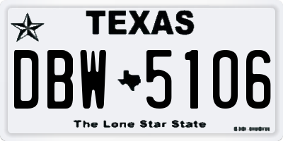 TX license plate DBW5106