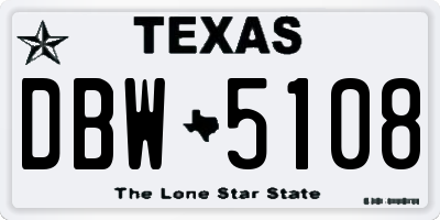 TX license plate DBW5108