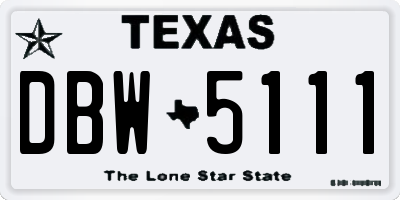 TX license plate DBW5111