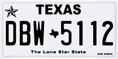 TX license plate DBW5112