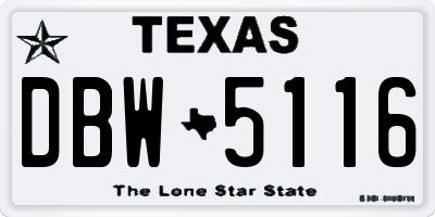 TX license plate DBW5116