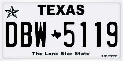 TX license plate DBW5119