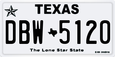 TX license plate DBW5120