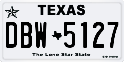 TX license plate DBW5127