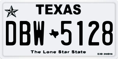 TX license plate DBW5128