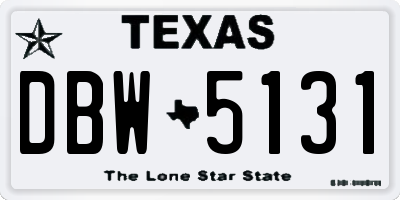 TX license plate DBW5131