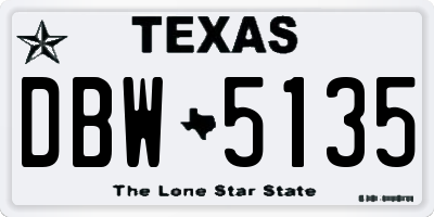 TX license plate DBW5135
