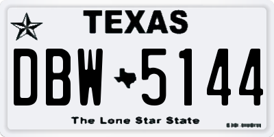 TX license plate DBW5144