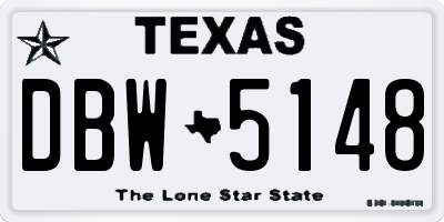 TX license plate DBW5148
