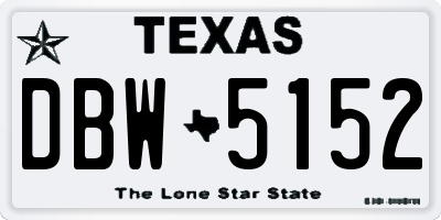 TX license plate DBW5152