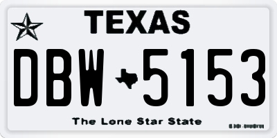 TX license plate DBW5153