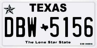TX license plate DBW5156