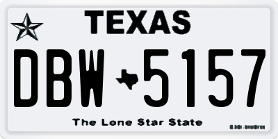 TX license plate DBW5157
